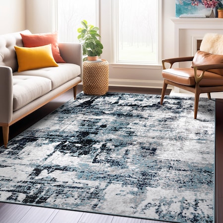 World Rug Gallery Modern Abstract Reflections Area Rug 7' 10'' x 10' Blue 935BLUE8X10